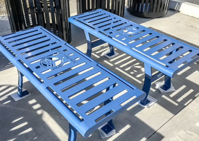 Backless Blue Park Benches