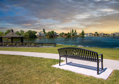 Classic Metal Arched Lake Benches