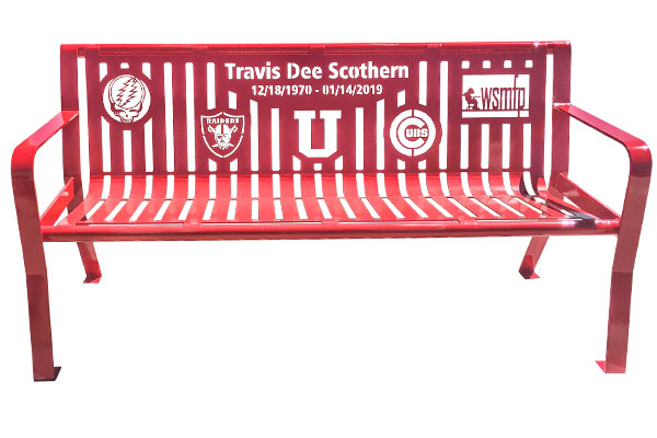 Red Powder Coated Classic Bench Memorials