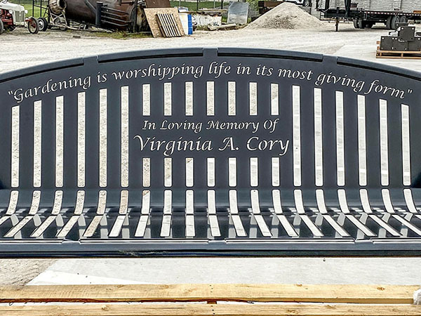 Simple Laser Cut Wording For Memorial Benches