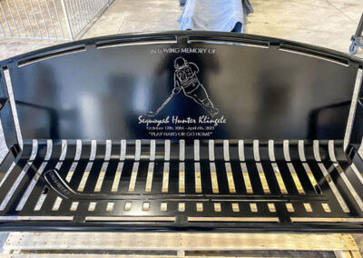 Steel Themed Laser Cut Hockey Memorial Bench