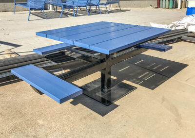 Blue Powder Coated Wheelchair Accessible Picnic Table