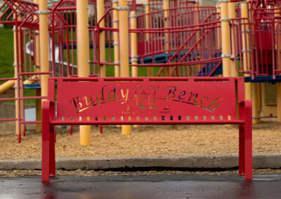 Red Steel Powder Coated Buddy Park Bench