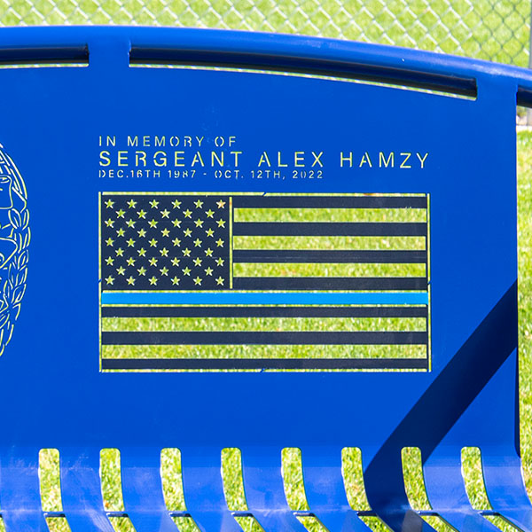 Blue Line Flag For Fallen Officers Memorial Garden