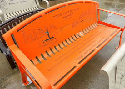 Custom Orange Fishing Memorial Bench