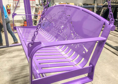 Purple Powder Coated Memorial Bench Swings Steel