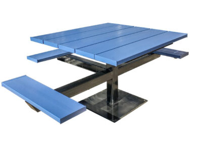 Blue Powder Coated Aluminum Plank Wheelchair Accessible Picnic Table