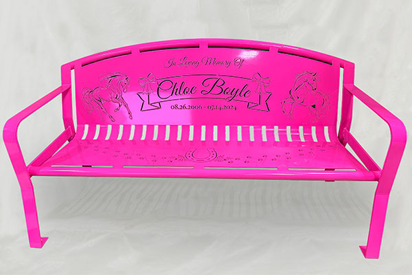 Chloe's Powder Coated Horse Bench