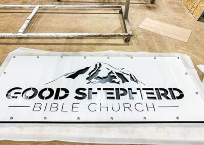 Sign installation in Washington to show unique products.