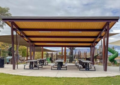 Lean-To Style Steel Picnic Table Pavilion