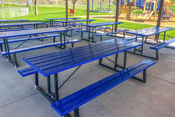 Blue Picnic Tables